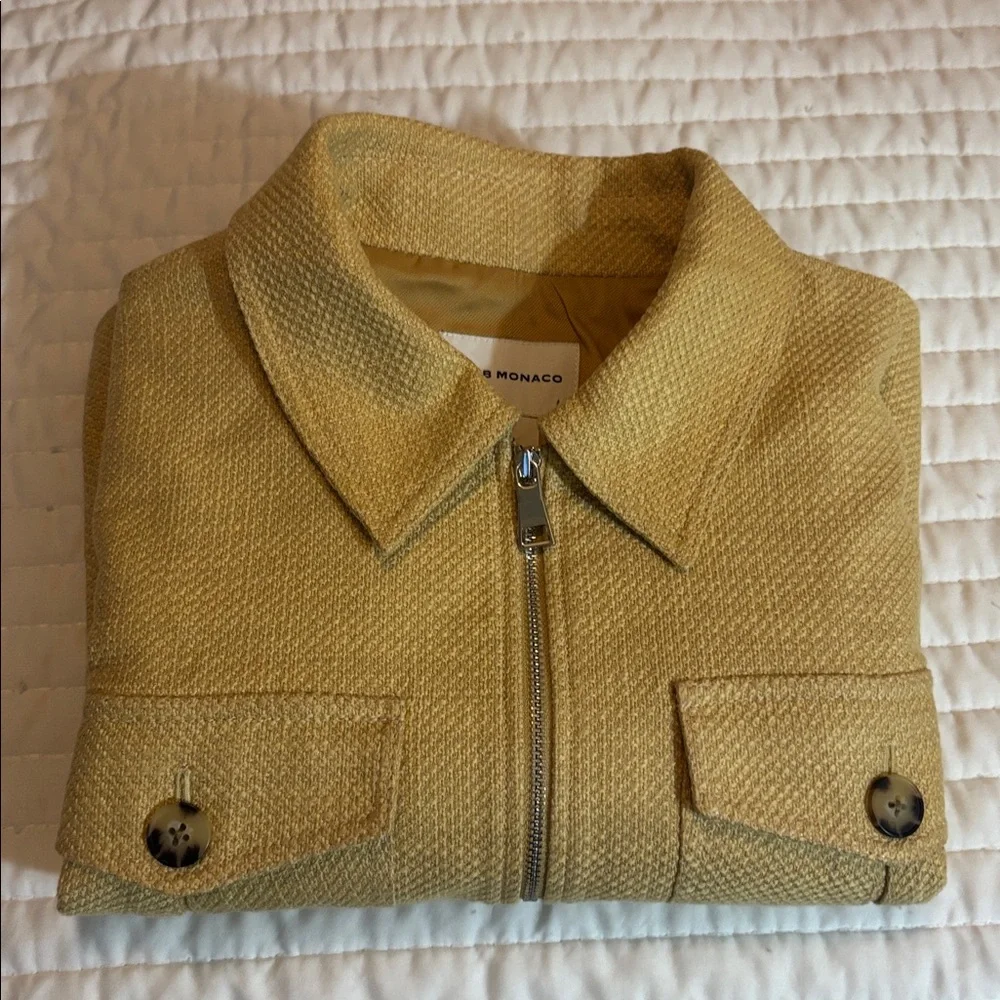 Club Monaco Cropped Textured Zip Jacket - Tan - Picture 11 of 11